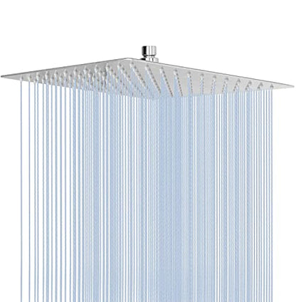 NearMoon Rain Shower Head, High Flow Stainless Steel Square Rainfall Shower, Waterfall Bath Shower Body Covering, Ceiling or Wall Mount (12 Inch, Chrome Finish) - color: Chrome Finish, size: 12 Inch Square