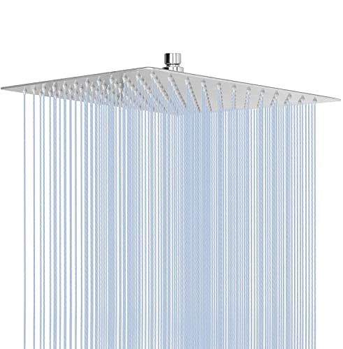 NearMoon Rain Shower Head, High Flow Stainless Steel Square Rainfall Shower, Waterfall Bath Shower Body Covering, Ceiling or Wall Mount (12 Inch, Chrome Finish) - color: Chrome Finish, size: 12 Inch Square