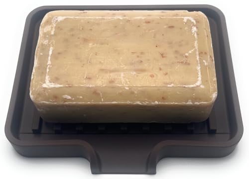 Silicone Soap Dish Tray and Sponge Holder with Drain Chute, Rectangular, Kitchen and Bathroom Sink Organizer (Dark Chocolate, 5.2"x4" (Set of 2), 7.2 Ounces) - color: Dark Chocolate, size: (SM) 5.2"x4" (2pcs)