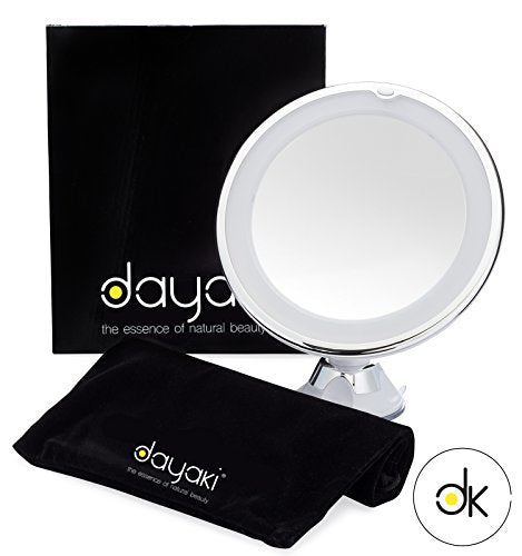 Dayaki Travel Lighted Magnifying Makeup Mirror - 10x Magnification, Tabletop Mount, 38.48 Square Inches