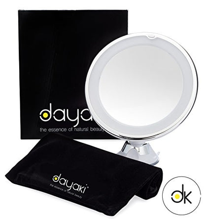Dayaki Travel Lighted Magnifying Makeup Mirror - 10x Magnification, Tabletop Mount, 38.48 Square Inches
