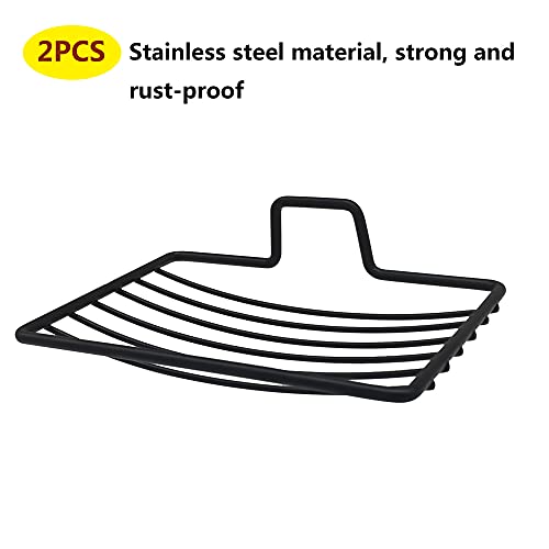 Stainless Steel Bar Soap Dish, Draining Soap Holder Sink-Black 2pcs | Shower Bathroom Tub Kitchen - color: Metal Black