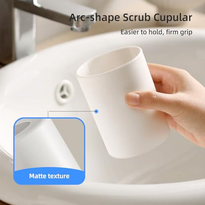 Toothbrush Cup 13.75oz 390ml with Non-Slip Pad, Easy to Clean Bathroom Cup 2Pcs, Reusable Plastic Bathroom Tumbler, White - color: White, size: 2PCS