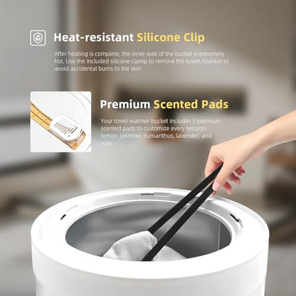 Towel Warmer Bucket for Bathroom 25L - Fits 3 Oversized Towels | Rapid Heating, Bluetooth Speaker, Timer & Mood Light