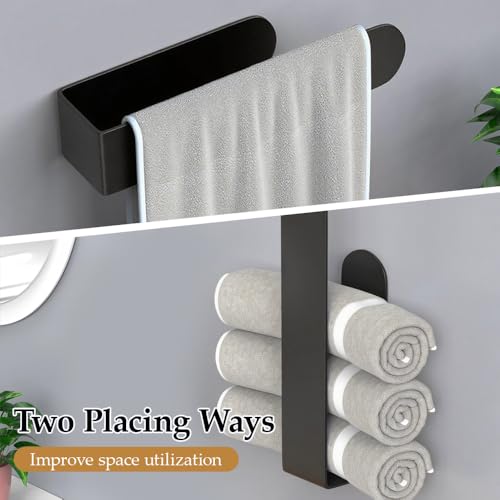 Hand Towel Holder, Self Adhesive Hand Towel Bar，Stainless Steel Bathroom Towel Racks Stick on Wall, Black - size: 14.5 Inch