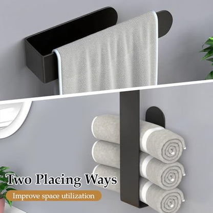 Hand Towel Holder, Self Adhesive Hand Towel Bar，Stainless Steel Bathroom Towel Racks Stick on Wall, Black - size: 14.5 Inch