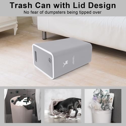 XPIY Trash Can with Lid, 2 Pack 4 Gallons/15 Liters Garbage Can | Small plastic waste basket with press top, dog proof design for bathroom|kitchen|bedroom|office use. (Grey) - color: GreyGrey