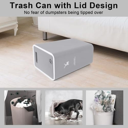 XPIY Trash Can with Lid, 2 Pack 4 Gallons/15 Liters Garbage Can | Small plastic waste basket with press top, dog proof design for bathroom|kitchen|bedroom|office use. (Grey) - color: GreyGrey