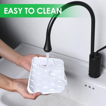 Dimeho Sink Faucet Splash Guard Mat Silicone Soap Dish Pad Small Faucet Handle Drip Catch Sponge Holder Sink Protector Trays for Bathroom Kitchen Countertop Gadgets Accessories 8.3 x 5.7 Inch - color: White