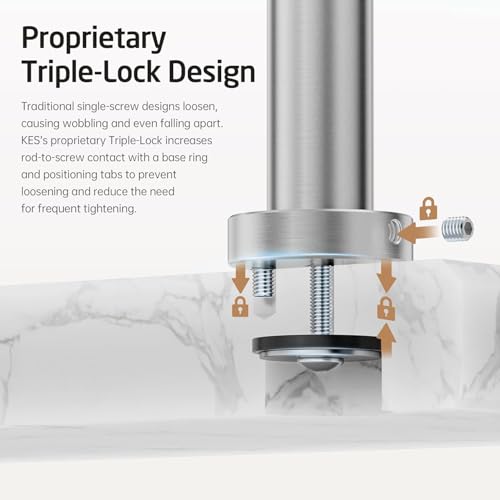 KES Standing Towel Rack, Heavy Natural Marble Base, 2-Tier, Brushed Steel | 304 Stainless Steel Frame, 36-Inch Tall Bar Fits Bath Sheets, 9.3 Lb Weighted Base Prevents Tipping, No-Drill Assembly - size: 33-37 inch (2-tier, Variable Height)