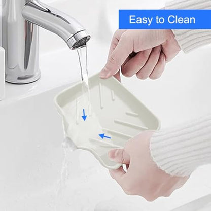 LANKIN Soap Holder Tray, White Kitchen Sink Organizer with Drainage, 2-Pack