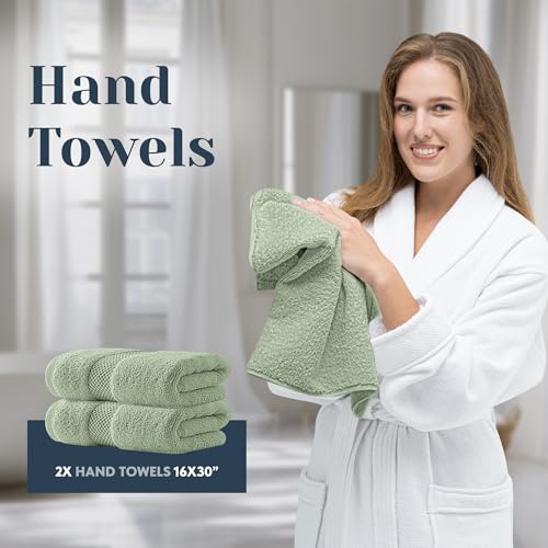 White Classic Luxury Bath Towel Set of 8 Pieces - 100% Turkish Cotton Highly Absorbent Towels for Bathroom, 2 Luxury Bath Towels 700GSM, 2 Hand Towels, 4 Washcloths, Mint Green - color: 11: Mint Green