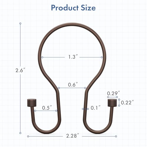 Bathway Shower Curtain Hooks Dark Gold Shower Curtain Rings with Cylindrical Design, 12Pcs Metal Shower Curtain Hooks Rust Proof, Smooth Glide Double Shower Hooks Rings for Shower Curtain - color: Bronze, style: Minimalist Shower Hooks with Cylinders