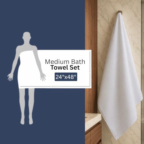 Bulk 18-Pack Bath Towels, 24x48, Commercial-Grade Spa Towel, White | Medium-Weight 100% Ring-Spun Cotton Bath Towels, Soft, Absorbent & Quick-Drying - color: White, size: 24" x 48" - 18 Pack