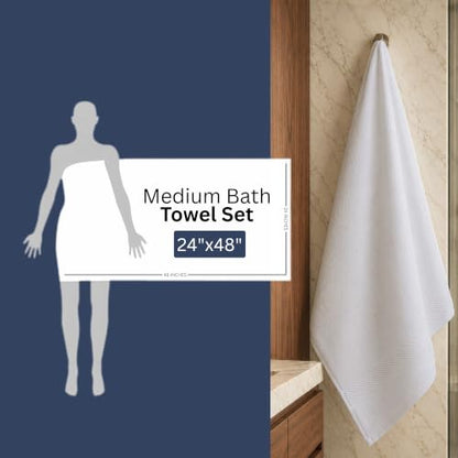 Bulk 18-Pack Bath Towels, 24x48, Commercial-Grade Spa Towel, White | Medium-Weight 100% Ring-Spun Cotton Bath Towels, Soft, Absorbent & Quick-Drying - color: White, size: 24" x 48" - 18 Pack