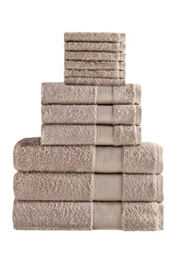Towels Beyond - Luxury Towel Set for Bathroom, 100% Turkish Cotton, Quick Dry, Soft and Absorbent Bath Towels, Hand Towels, and Washcloths, Madison Collection - 12-Piece Set (Beige)