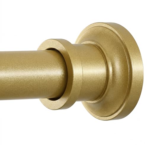 Gold Tension Curtain Rod 24 to 64 Inch(2-5.3ft) - Stainless Steel Spring Tension Shower Curtain Rod, No Drilling Satin Gold Tension Rod for Curtains Windows Closet Kitchen - color: Satin Gold, size: 24-64 Inches