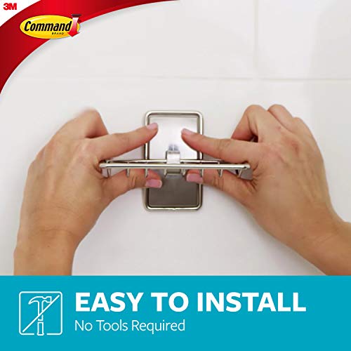 Command Soap Dish for Shower,Damage Free Hanging Bathroom Soap Dish,No Tools Bar-Soap Holder,1 Satin Nickel-Soap-Dish and 2 Water-Resistant Command Strips,(Pack of 8) - size: 8 Pack