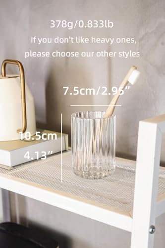 2 piece Simple Transparent Glass Toothbrush Cup and Holder Set | Glass material,Thick heavy base,Can be used as toothbrush holder, pen holder, rinse your mouth etc.