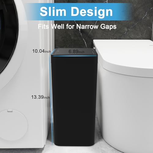 Naisu 2 Pack 4 Gal Bathroom Trash Can with Lid,Automatic Garbage Can with Touchless and Sealed Design,Slim Motion Sensor Waterproof Plastic Trash Bin Suitable for Bedrooms,Bathrooms,Kitchens,（Black） - color: Black