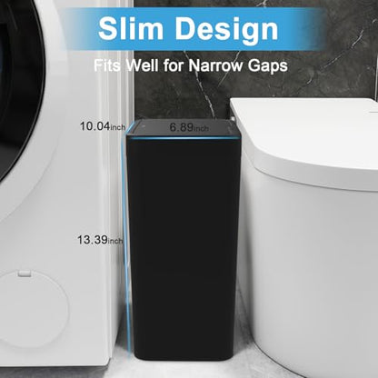 Naisu 2 Pack 4 Gal Bathroom Trash Can with Lid,Automatic Garbage Can with Touchless and Sealed Design,Slim Motion Sensor Waterproof Plastic Trash Bin Suitable for Bedrooms,Bathrooms,Kitchens,（Black） - color: Black