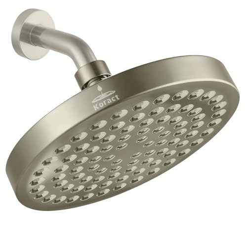 Shower Head High Pressure Rain Premium Quality Luxury Design Anti-Clogging Silicone Nozzles Adjustable Replacement for Bathroom Shower Heads (6 inch Round) - color: Nickel