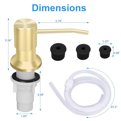 Soap Dispenser Kitchen Sink, Sink Soap Dispenser, 47" Extension Tube kit, Dish Soap Dispenser Pump, No Need More Refills (Gold) - color: Golden