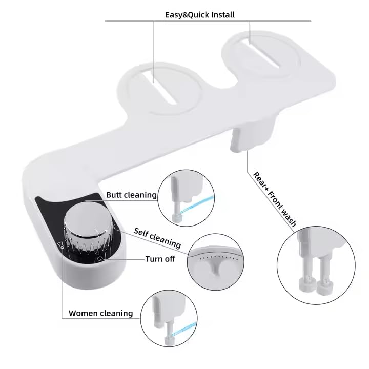 Bidet Attachment for Toilet, Self Cleaning Bidet Attachment with Adjustable Cold Water Pressure, Front and Rear Wash for Women and Men, Premium Bathroom Accessory by anees