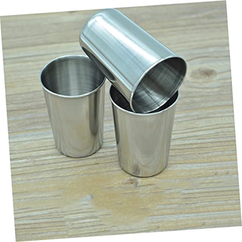 2pcs Stainless Steel Bathroom Cup Multi Use Tumblers for Toothbrushes Beverages and More Easy to Clean Silver Drinkware for Home and Travel - size: 6X6cm