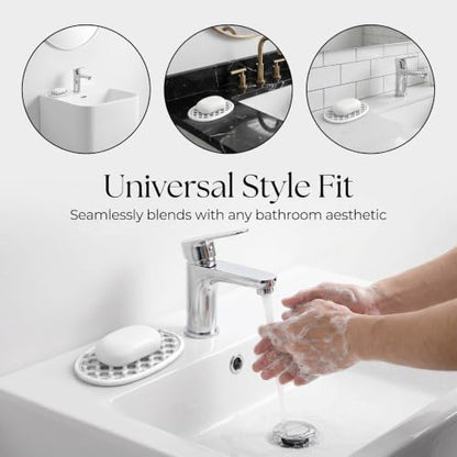 2 Pack White Silicone Soap Dish, Self Draining Non-Slip Soap Holder, Bar Soap Saver Pad for Shower, Bathtub, Bathroom & Kitchen (White) - color: White