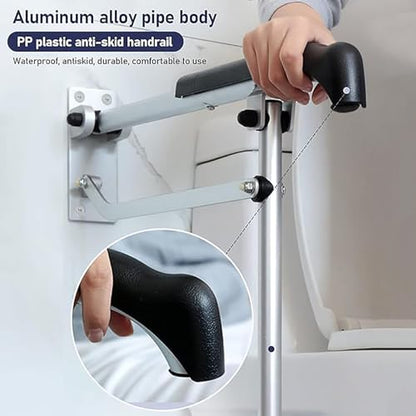 CEEBUS Toilet Grab Bar, Drop Down Bathroom Safety Support Height Adjustable, Foldable Aluminium Alloy Safety Handrail,Anti Slip Shower Assist Aid, for Elderly Pregnant Women Disabled, kk852