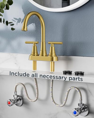 FORIOUS 4 Inch Gold Bathroom Faucet, Brushed Gold Centerset Bathroom Faucet | 8 Inch Widespread Bathroom Faucet 3 hole Vanity and 4 Inch Bathroom Faucet Centerset 2 Hole for B2B Commercial, Spare Aerator - color: Brushed Gold, style: Classic