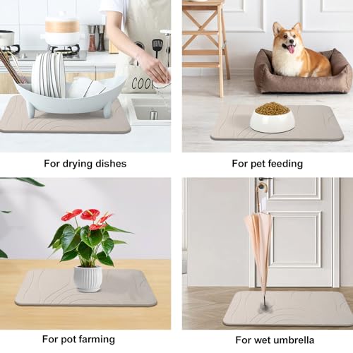 Stone Bath Mat, 2 Pack Diatomaceous Earth Shower Mat, Non-Slip Super Absorbent Quick Drying Bathroom Floor Mat, 24x15, Greyish White - color: Greyish White