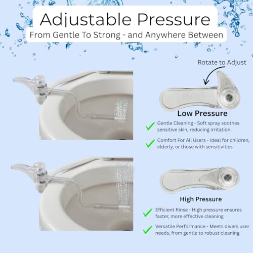 The BIFFY Classic Bidet Attachment- Physician Designed & Clinically Tested, Self-Cleaning, 8-Stream Spray with Adjustable Pressure and Pattern, Non-Electric, Assembled in USA