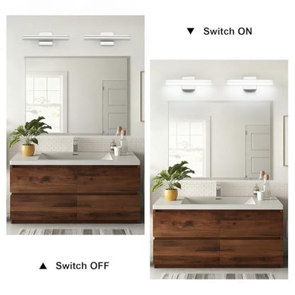 SineRise 16-Inch LED Modern Bathroom Vanity Light Bar, Chrome Modern Acrylic Bathroom Wall Lighting Fixtures Over Mirror (Cool White 6000K) - color: Chrome-Cool White, size: 16-Inch