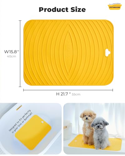 Premium Non-Slip Dog Bath Mat with Drying Hooks, 15.8 x 21.7 in