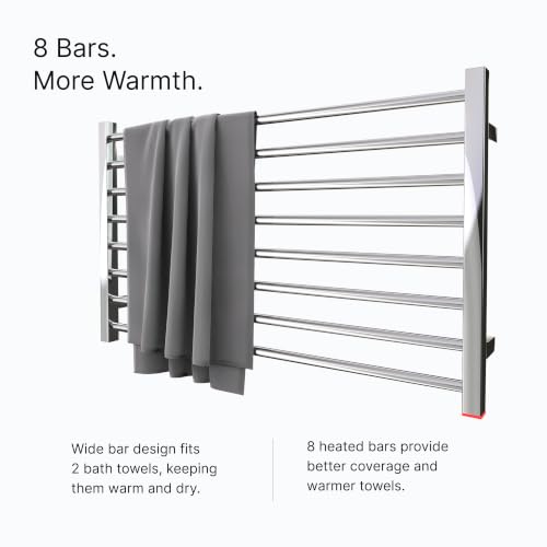 Heated Towel Rack, Towel Warmer with Timer, Wall Mounted hot Towel Warmer Rack for Bathroom, Hardwired or Plug-in Models Wide Towel Heater