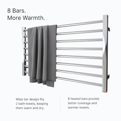 Heated Towel Rack, Towel Warmer with Timer, Wall Mounted hot Towel Warmer Rack for Bathroom, Hardwired or Plug-in Models Wide Towel Heater