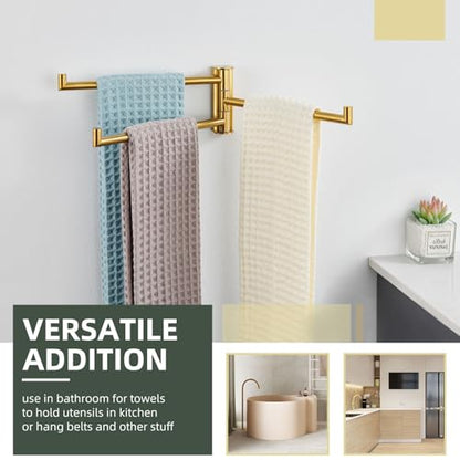 Angle Simple Hand Towel Holder for Bathroom, Swivel Bars, Brushed Dark Gold | Kitchen Towel Rack 9.84", SUS304 Stainless Steel, Foldable 3 Arms Hanger Space Saving - color: Brushed Dark Gold