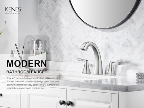 Bathroom Faucets for Sink 3 Hole, Brushed Nickel 2 Handle Widespread | Bathroom Vanity Faucet with Pop Up Drain & Supply Lines, Lead-Free cUPC & NSF Certified, 8 Inch Faucet for Vanity RV Sink - color: Brushed Nickel