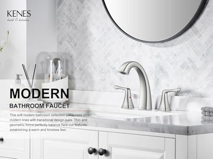 Bathroom Faucets for Sink 3 Hole, Brushed Nickel 2 Handle Widespread | Bathroom Vanity Faucet with Pop Up Drain & Supply Lines, Lead-Free cUPC & NSF Certified, 8 Inch Faucet for Vanity RV Sink - color: Brushed Nickel