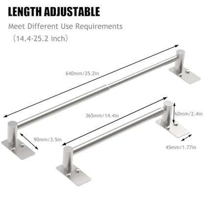 Towel Bar, Adhesive or Drill Wall Mount, Brushed Nickel, 2 Pack | Adjustable 14.4 to 25.2 Inch, 304 Stainless Steel Hand Towel Holder, Square Base Towel Racks for Bathroom, Kitchen Use - color: Standard Length–nickel