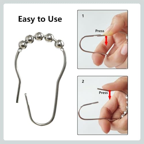 Stainless Steel Shower Curtain Hooks Rustproof Decorative Shower Curtain Rings for Shower Rods 12 Pack