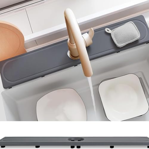 Diatomite Super Absorbent Kitchen Bath Mat Fast Drying Nonslip Pad for Sinks Waterproof Countertop Absorber - color: Gray