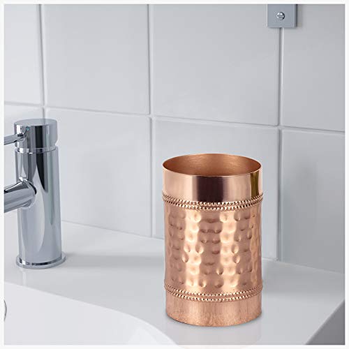 nu Steel Hudson Copper Decorative Stainless Steel Tumbler Cup for Bathroom Vanity Countertops for Rinsing,Drinking,Storing Dental Accessories and Organizing Makeup Brushes,Eye Liners-Copper (HSC5H)