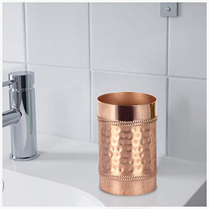 nu Steel Hudson Copper Decorative Stainless Steel Tumbler Cup for Bathroom Vanity Countertops for Rinsing,Drinking,Storing Dental Accessories and Organizing Makeup Brushes,Eye Liners-Copper (HSC5H)