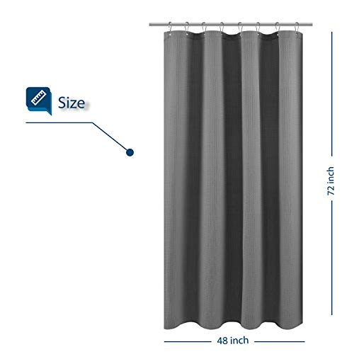 Barossa Design Waffle Weave Stall Shower Curtain Fabric 48 x 72 Inch, Gray | Hotel Luxury Spa, 230 GSM Thick Fabric, Water Repellent, Machine Washable, 48W x 72H for Bathroom Stall - color: Grey, size: 48"W x 72"L (Pack of 1)