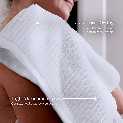 Luxury Performance 4-Piece Hand Towel Set | Patented Quick-Dry Tech | Ultra Soft | 16" W x 30" L | Sail (White) - color: Sail, size: 4 Hand Towels