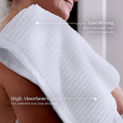 Luxury Performance 4-Piece Hand Towel Set | Patented Quick-Dry Tech | Ultra Soft | 16" W x 30" L | Sail (White) - color: Sail, size: 4 Hand Towels