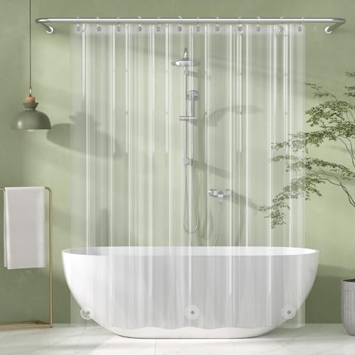 Long Shower Curtain Liner with Magnets, 72 x 78 Plastic Clear Shower Liner PEVA Waterproof Medium Weight Inside Shower Curtains Liner for Bathroom with Rustproof Grommets - color: Clear, size: 72"W x 78"L (Pack of 1)